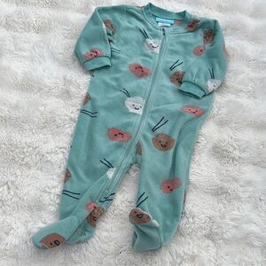 🍄Pekkle 9M you make miso happy sushi fleece Cozy teal Green Kids One sleepers